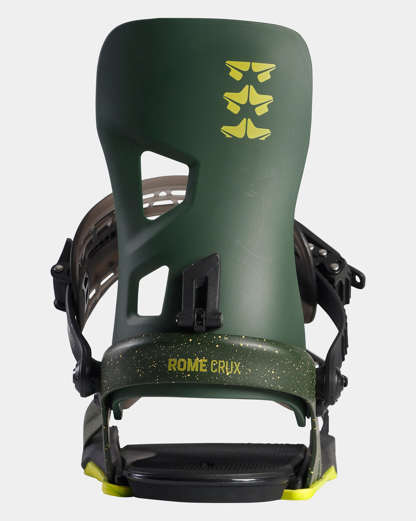 Rome Crux bindings 2023 rome sds bindings product photo from the back cover shot in the studio color swamp