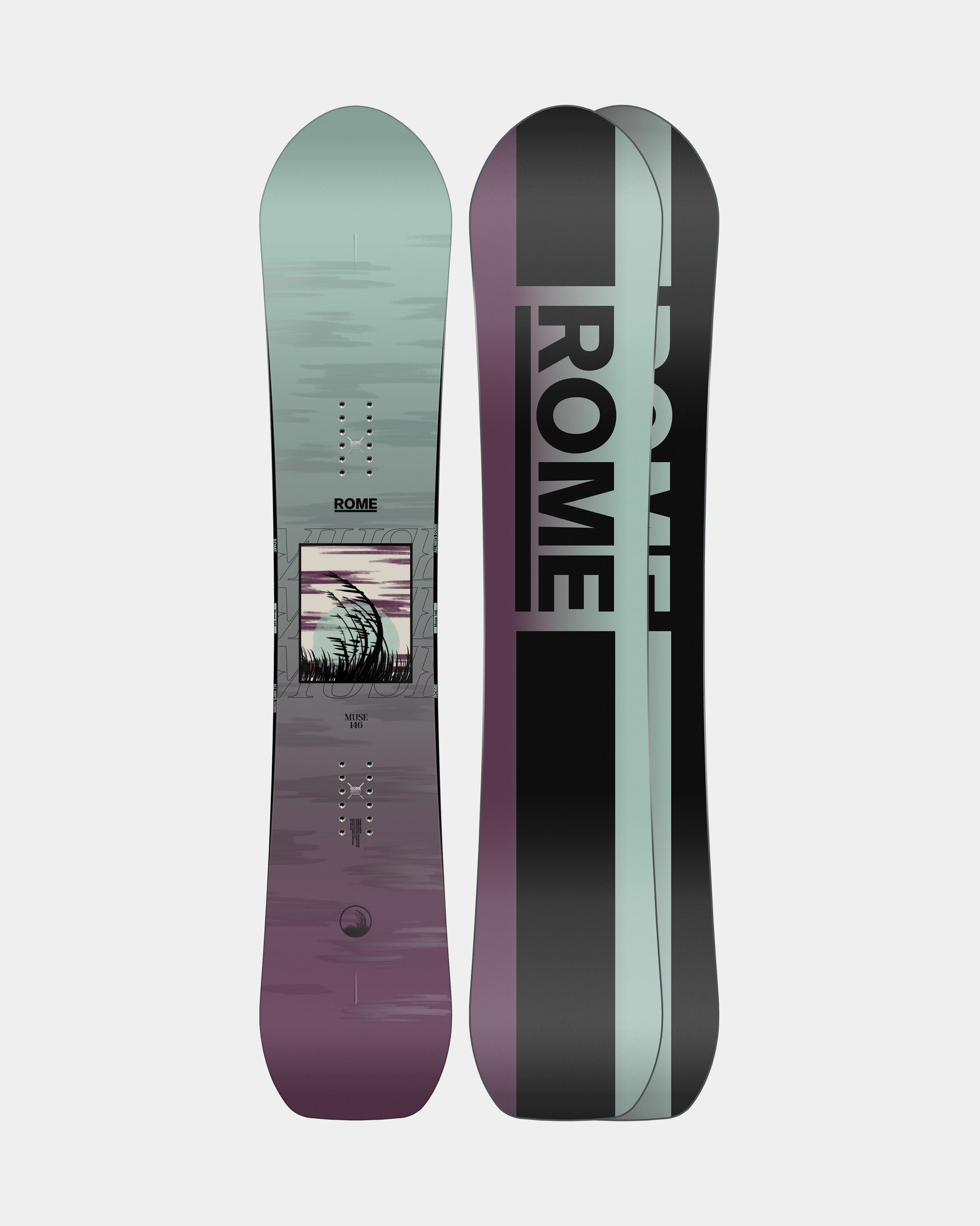 Women snowboards in multicolor. Muse 2025 | Rome Snowboards™