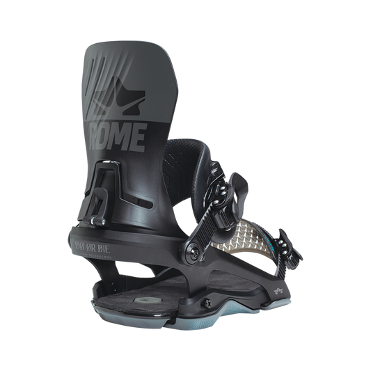 Rome dod black snowboard bindings back side view
